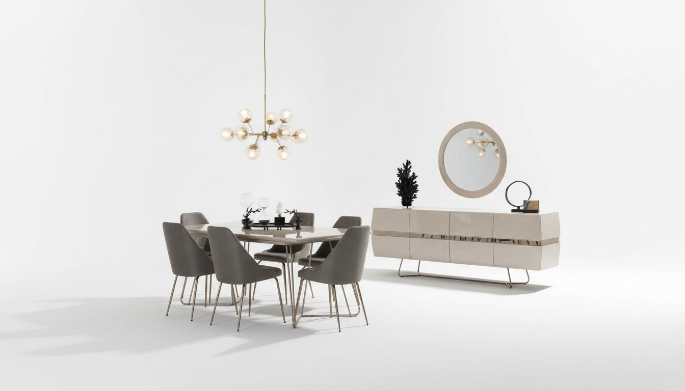 Essgruppe Esszimmergruppe Esszimmer Esstisch Stühle Sideboard Spiegel 7tlg