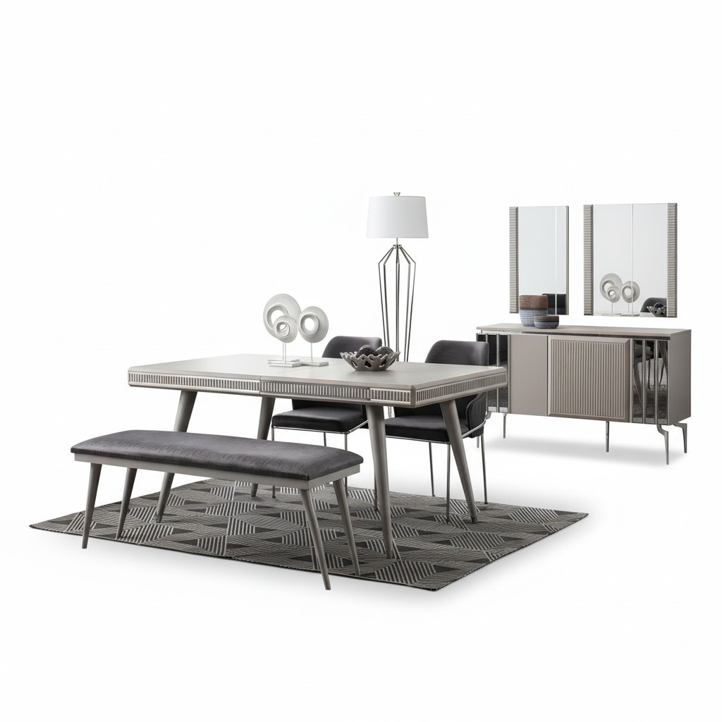 Essgruppe Esszimmermöbel Essecke Esstisch Esstisch Stühle 6tlg Grau