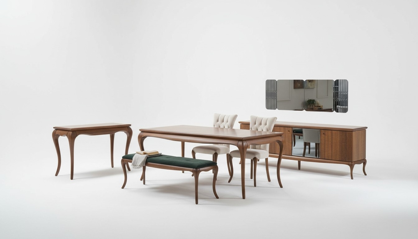 Essgruppe Esszimmermöbel Essecke Set Esszimmer 8tlg Holz Braun Tisch