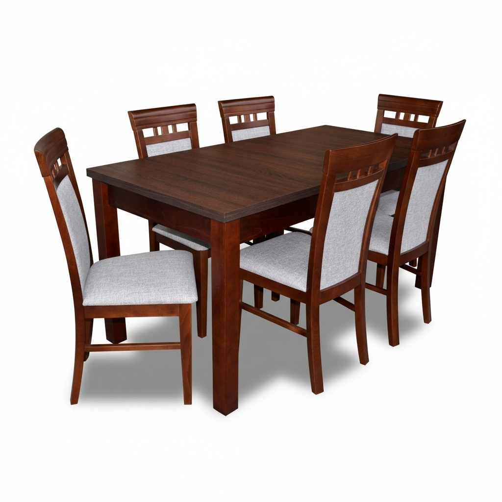 Esstisch 6x Stühle Esszimmer Set Gruppe Garnitur Tisch Sitzgruppe 7tlg. Holz Neu