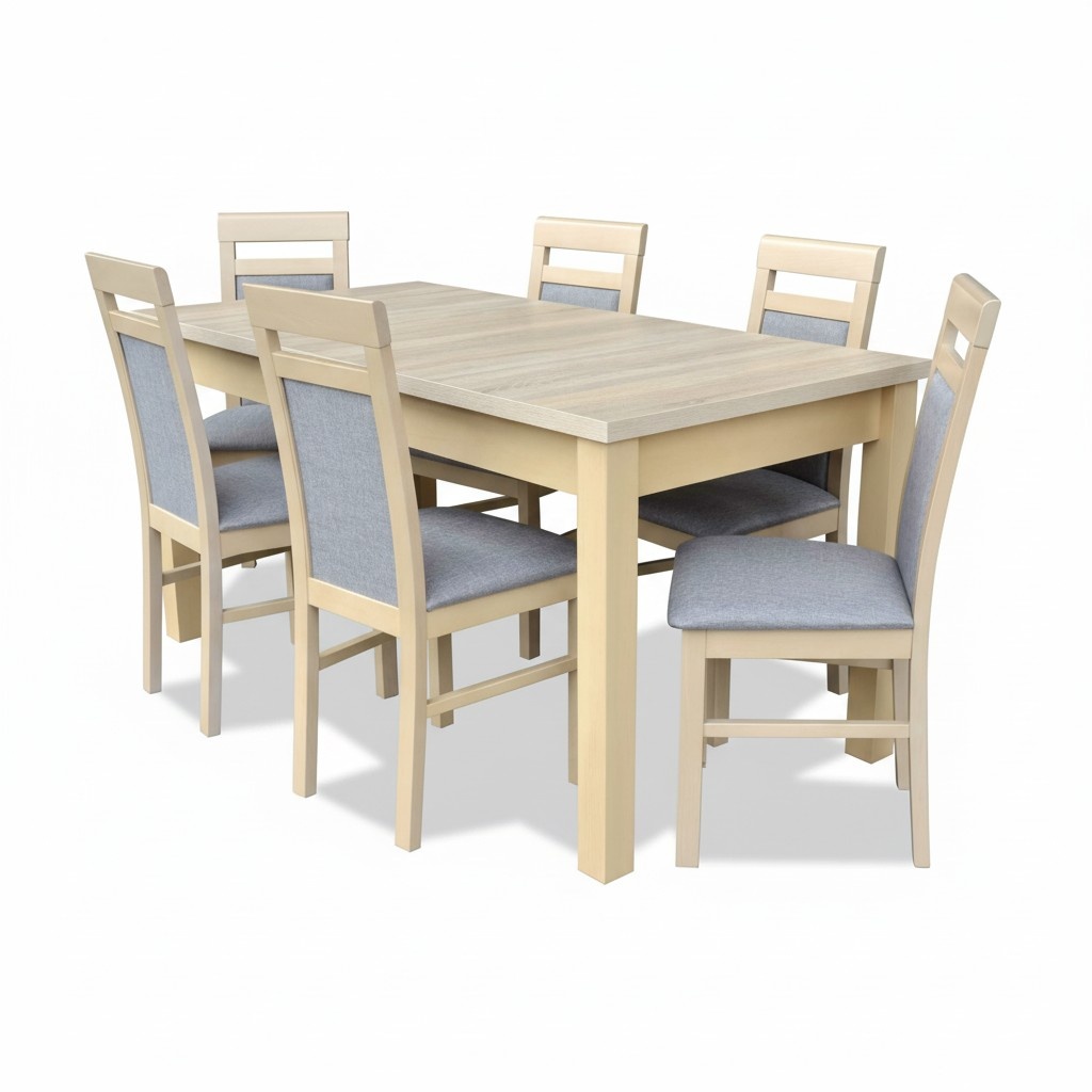 Esstisch + 6x Stühle Esszimmer Garnitur Designer Holz Klassische Set