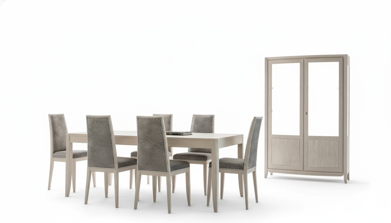 Esstisch 6x Stuhl Vitrine Esszimmer Set Gruppe 8tlg Design Möbel Tisch