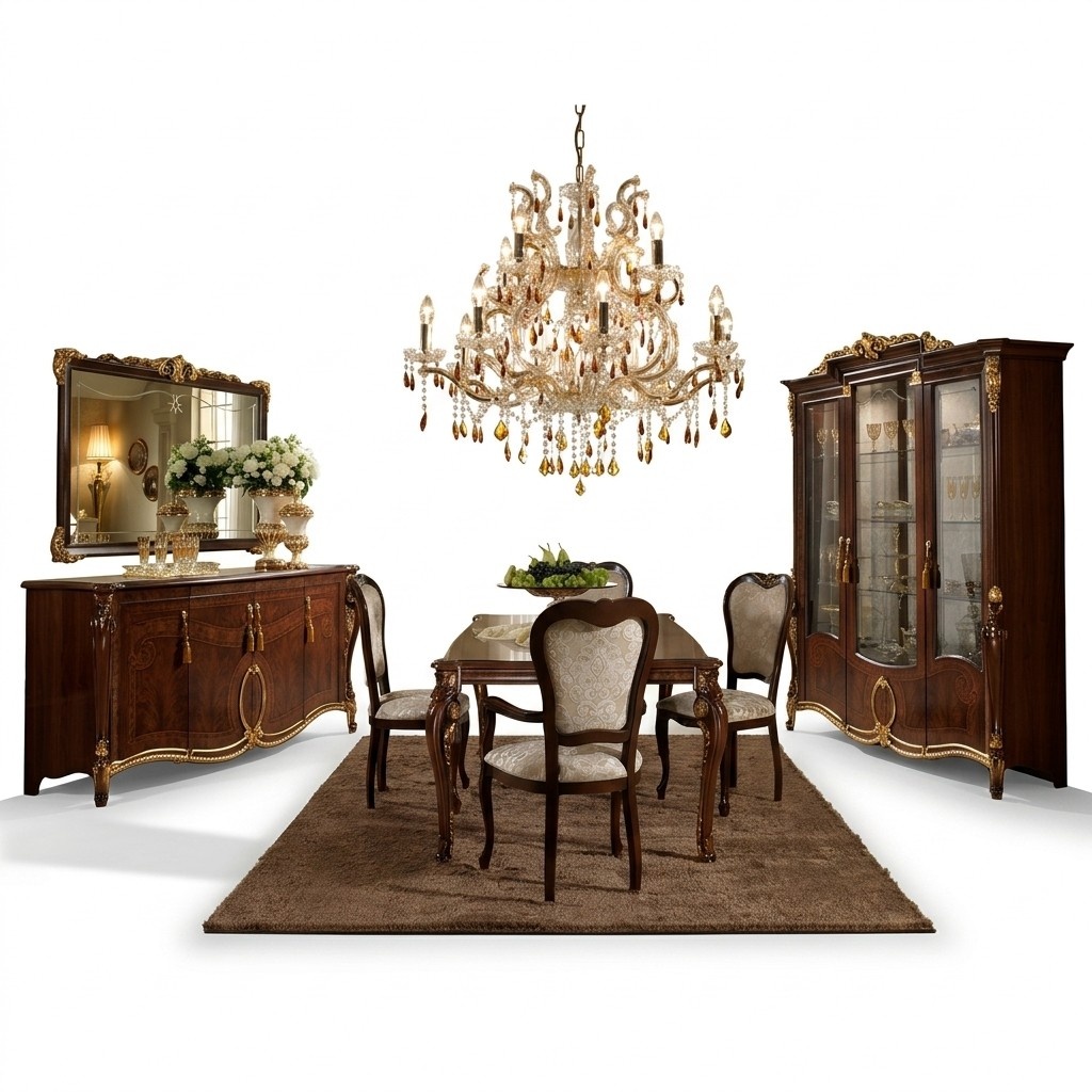 Esstisch 6 Stühle Esszimmer Tisch Jugendstil luxus Möbel royal Neu Rokoko