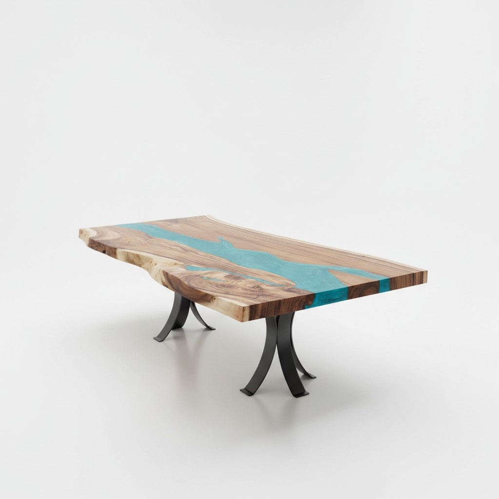 esstisch epoxid harz echtes holz massive möbel epoxy tisch giessharz wasserfall