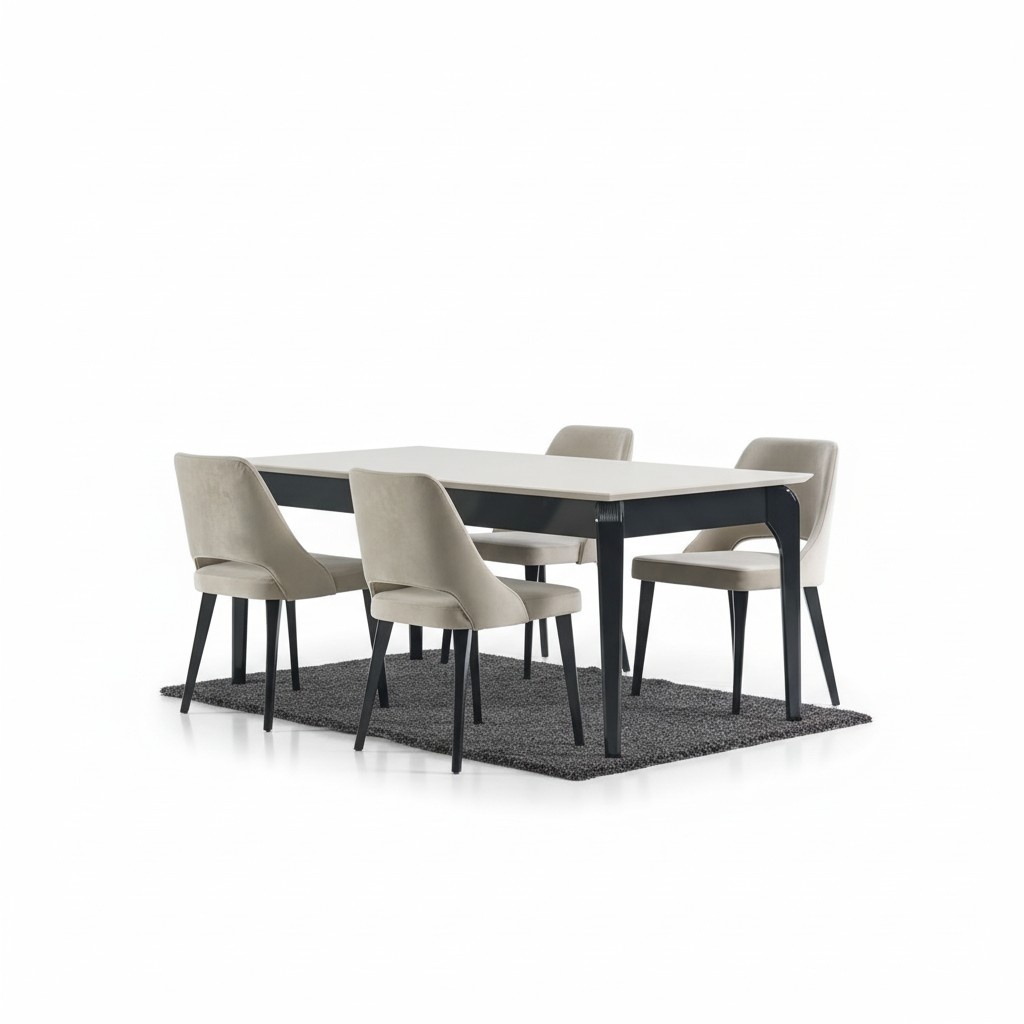 Esstisch Essgruppe Essgarnitur Polsterstühle Tisch + 4 x Lehnstuhl Esszimmer Set