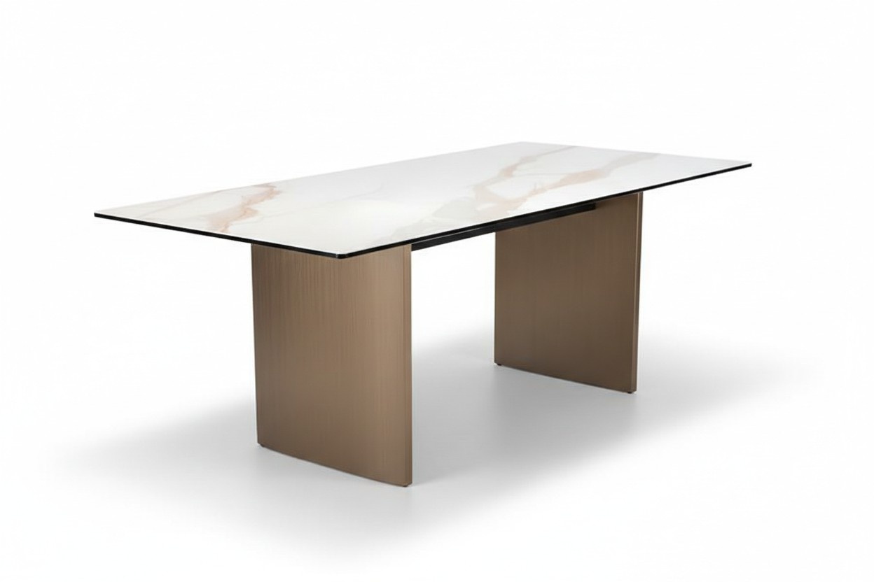 Esstisch Esszimmer Holz Esstische Stil Modern Braun Design Metall