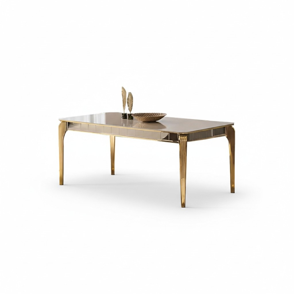 Esstisch Esszimmertisch Luxus Tisch Metall Gold Esszimmer Moderne