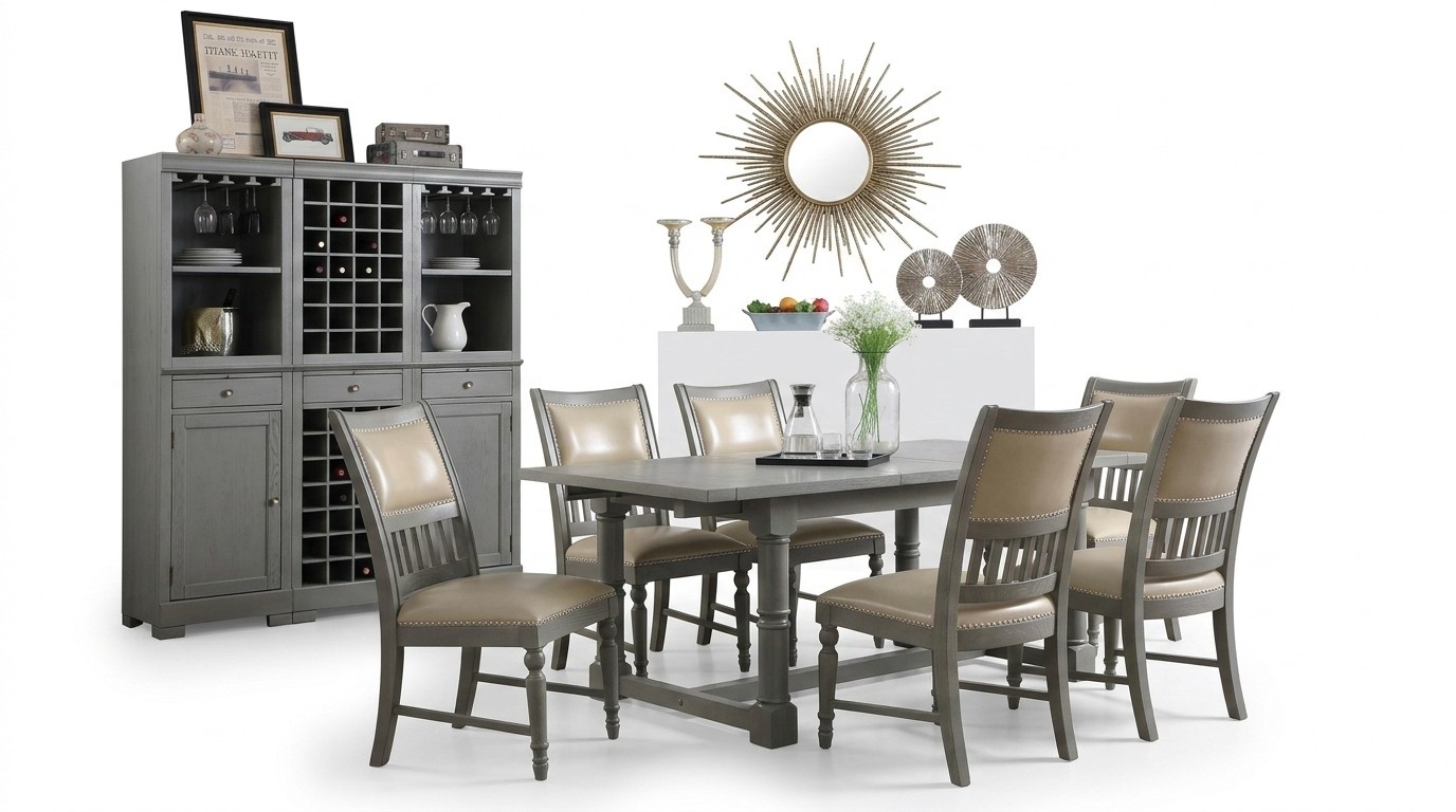 Esstisch Garnitur Tisch 6x Stühle Stuhl Esszimmer Gruppe Tisch Holz Leder Möbel