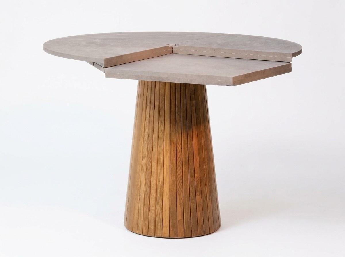 Esstisch Küchentisch Tisch Rundtisch Marmoroptik Säulenfuß Ausklappbare