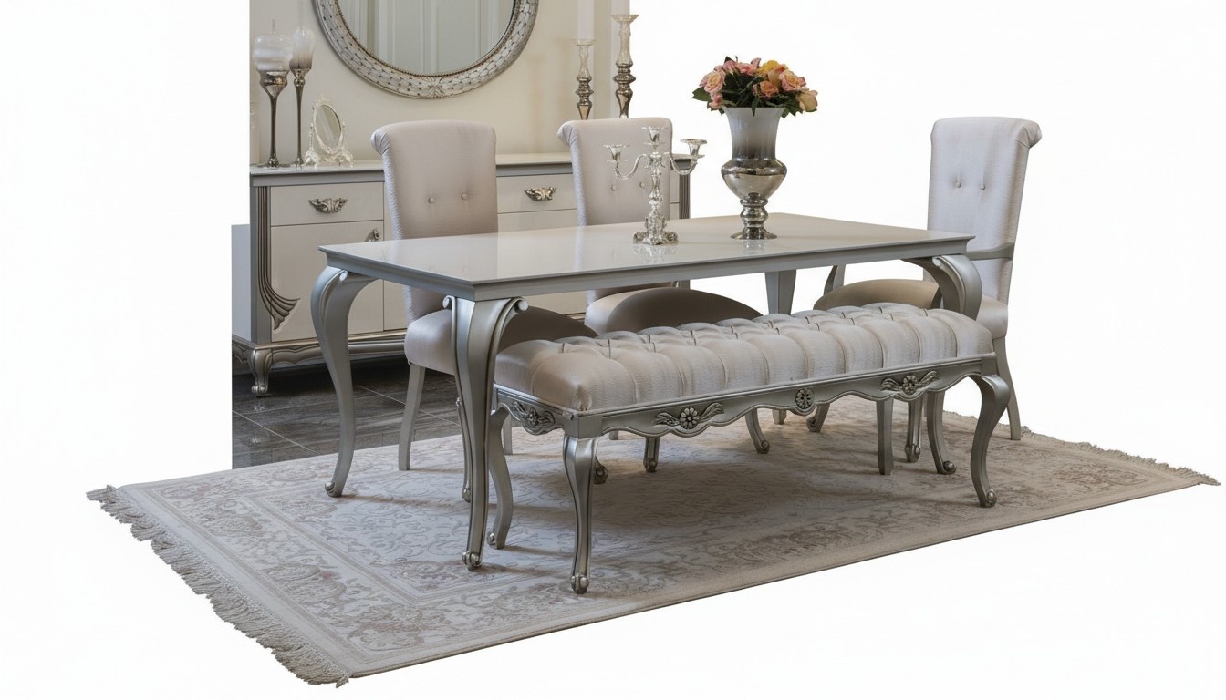 Esstisch Stuhl Hocker Luxus Esszimmer Garnitur Set Holz Tisch 6tlg. Sets