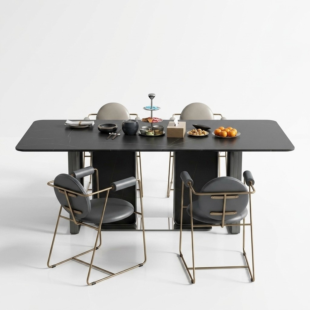 Esstisch Tisch Esszimmer Wohnzimmer Edelstahl Garnitur Holz Design Tische