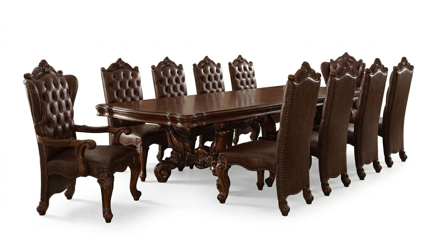 Esstisch Tisch Gruppe Esszimmer Wohnzimmer Holz Barock Rokoko Tische Braun 300cm
