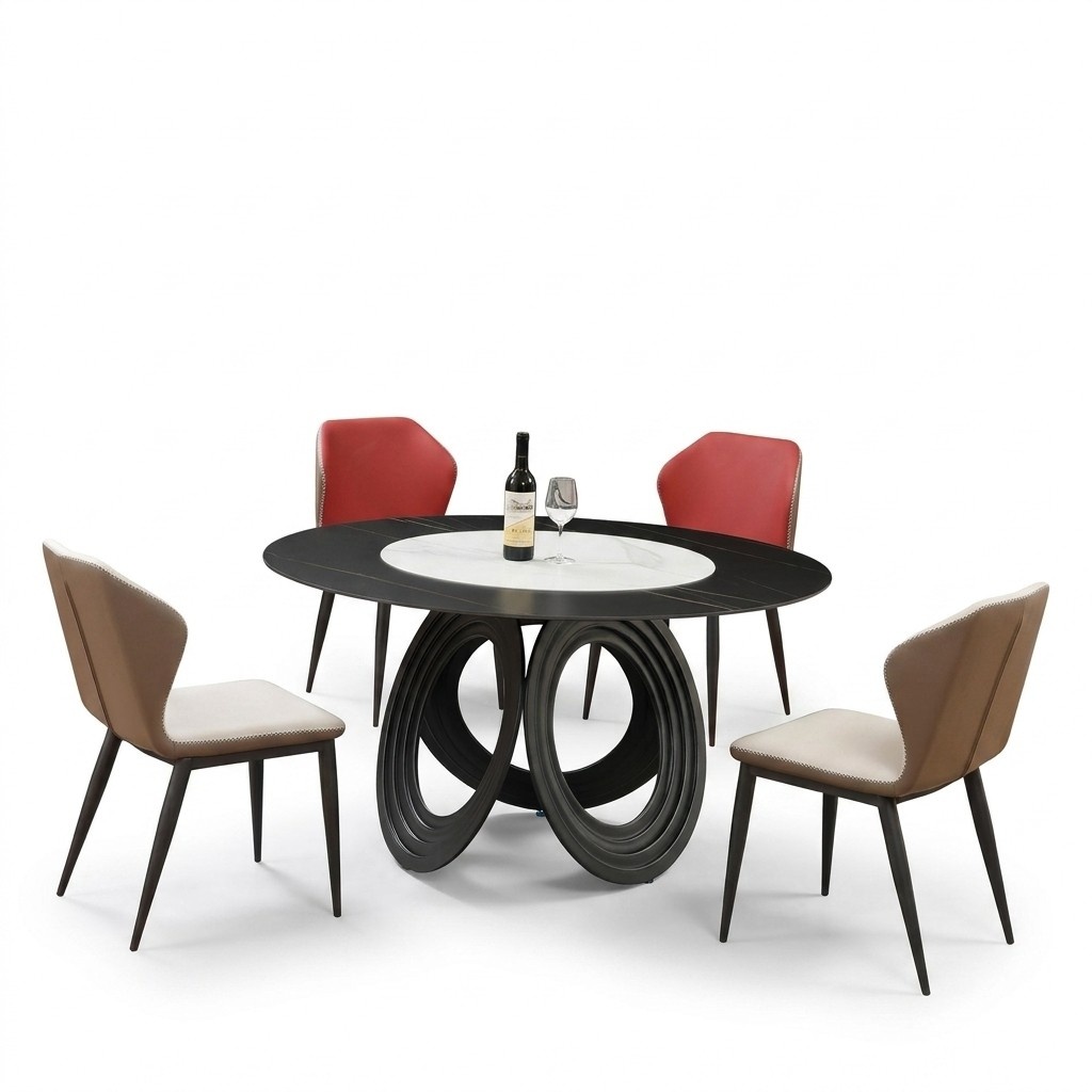 Esstisch Tisch Gruppe Esszimmer Wohnzimmer Garnitur Holz Design Tische 135x135cm.