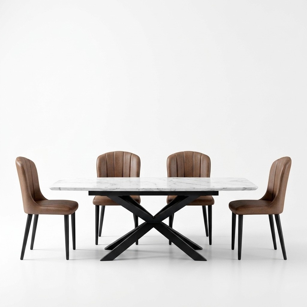 Esszimmer Design Möbel Stuhlgruppe Tisch + 4 Lehn Stühle 5 tlg. Set Garnitur Neu