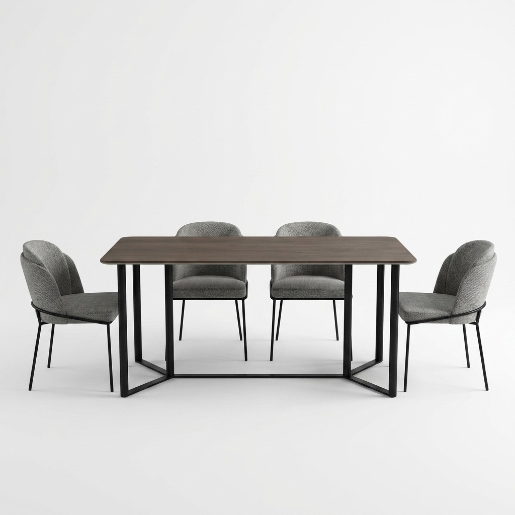 Esszimmer Essecke Essgruppe Esstisch Set 7tlg Holz Braun Stühle Modern