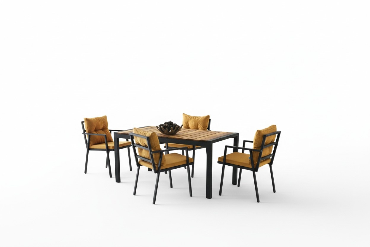 Esszimmer Essgruppe Essecke Holztisch Esstisch Stühle Set 7tlg Gelb