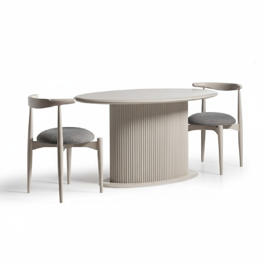 Esszimmer Essgruppe Komplette Esstisch Stühle 3tlg Beige Design Oval