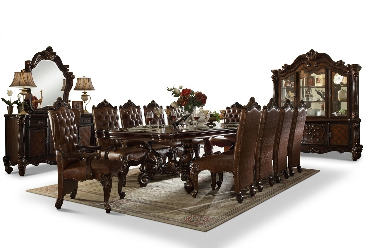 Esszimmer Garnitur 9tlg Barock Rokoko Tisch 8x Stühle Stuhl Gruppe Geschnitzt
