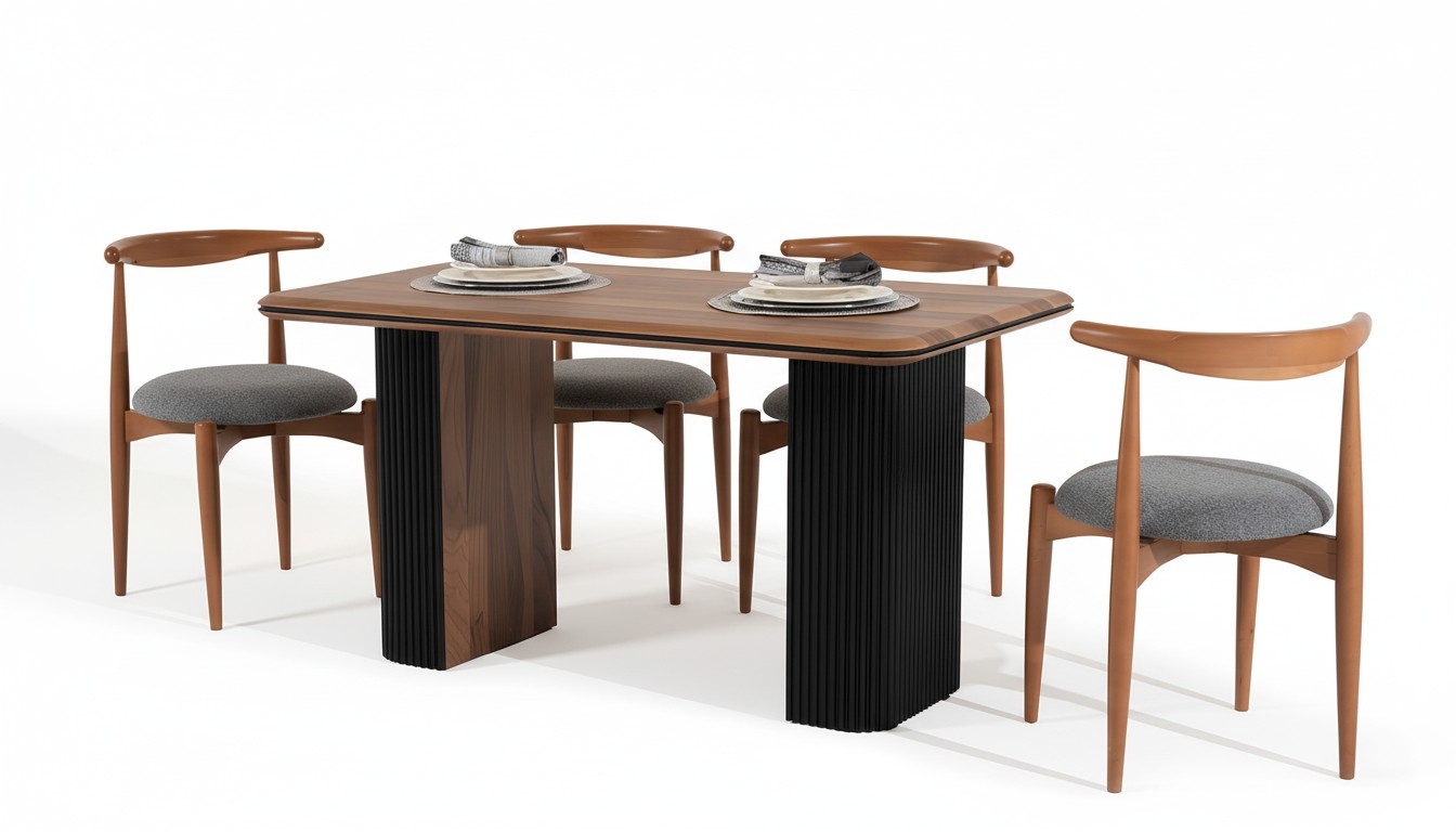 Esszimmer Garnitur Essgruppe Esstisch Stühle 5tlg Braun Klassischе