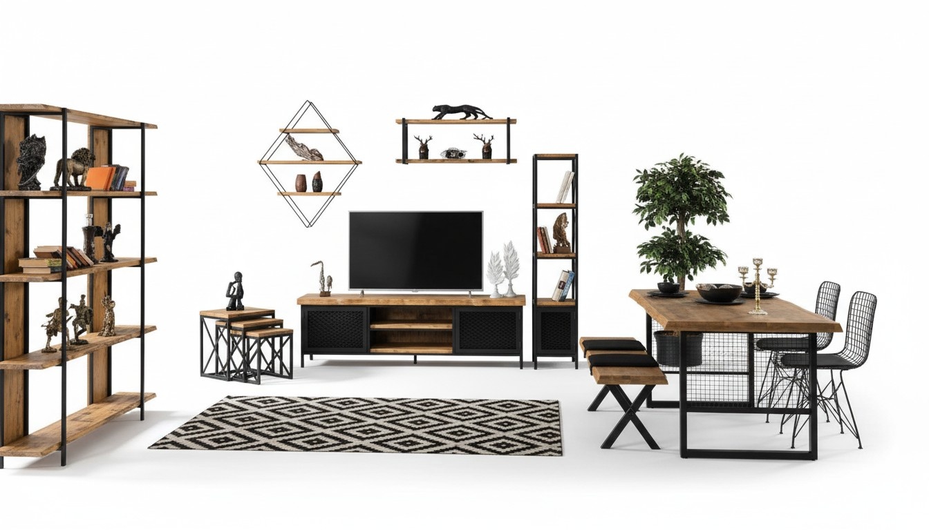 Esszimmer Garnitur Esstisch Regal Schrank rtv Wohnzimmer Set 5tlg.