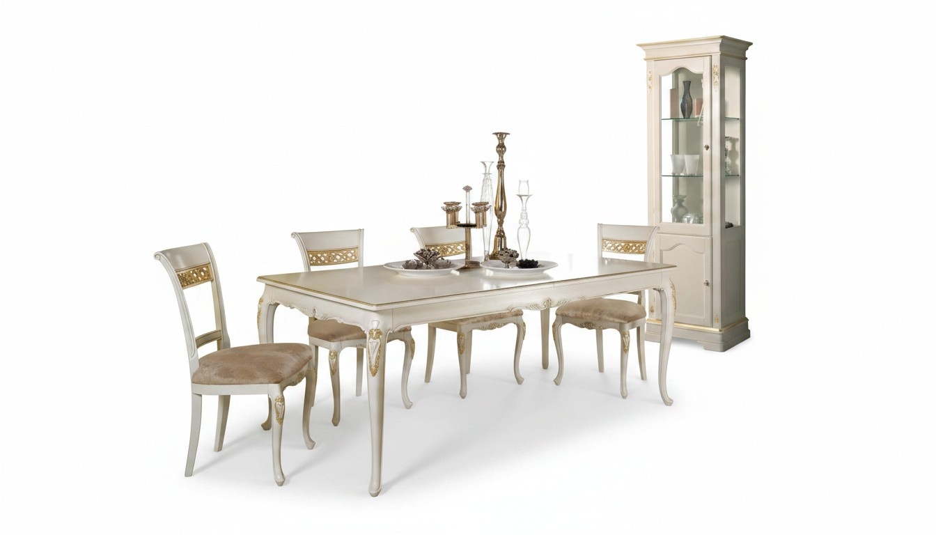 Esszimmer Garnitur Set5tlg Esstisch 4x Stühle Modern italienische Möbel Lux Neu