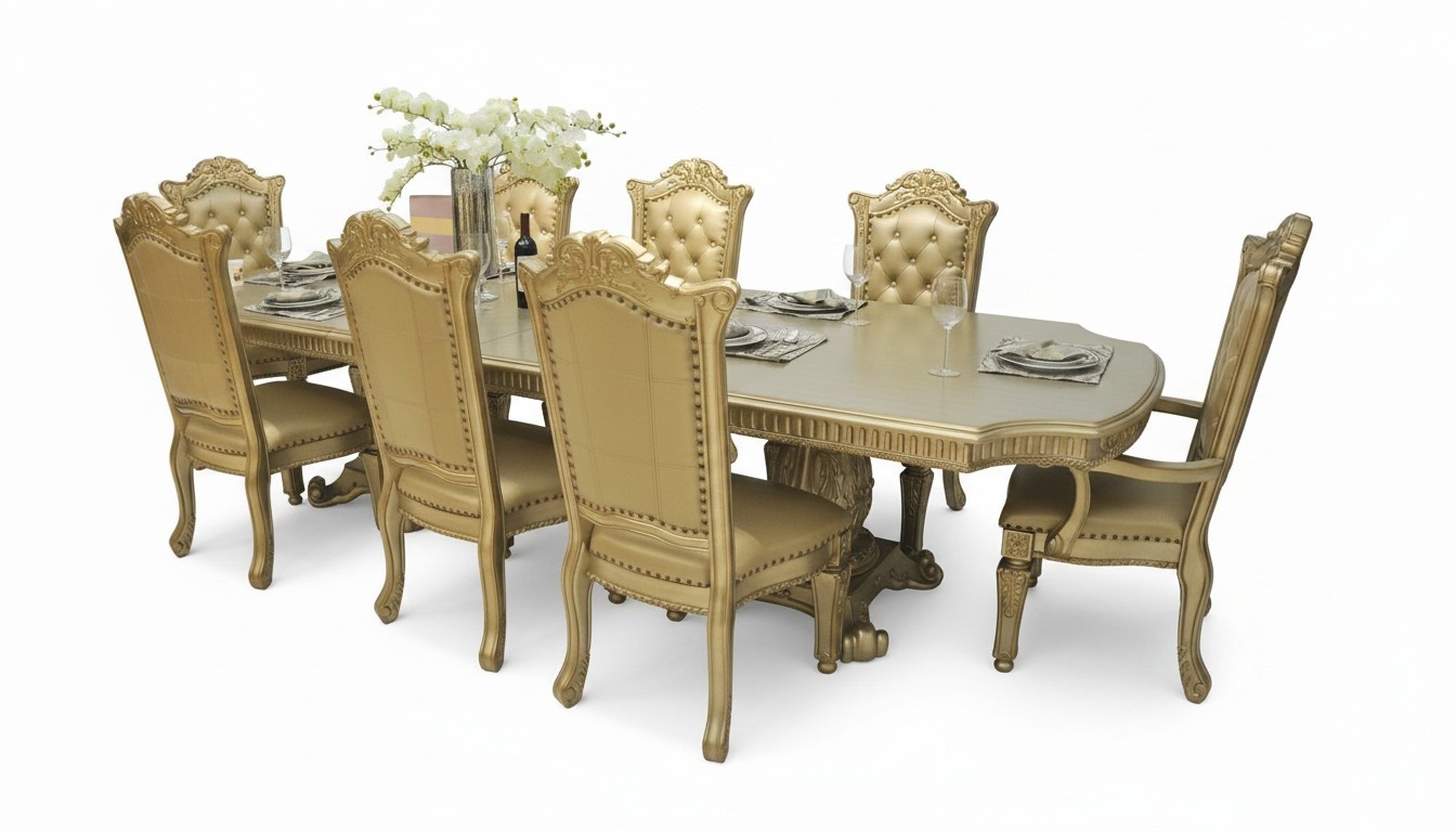 Esszimmer Komplett Garnitur Tisch Anrichte 8x Stuhl Set Barock Rokoko 9 tlg. Neu