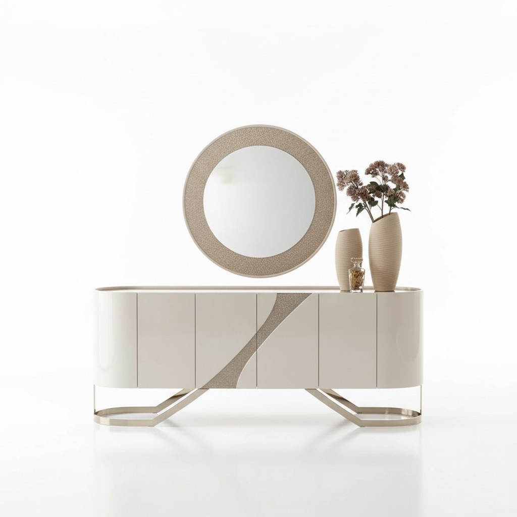 Esszimmer Konsole Sideboard mit Spiegel Anrichte Schrank Verspiegelt