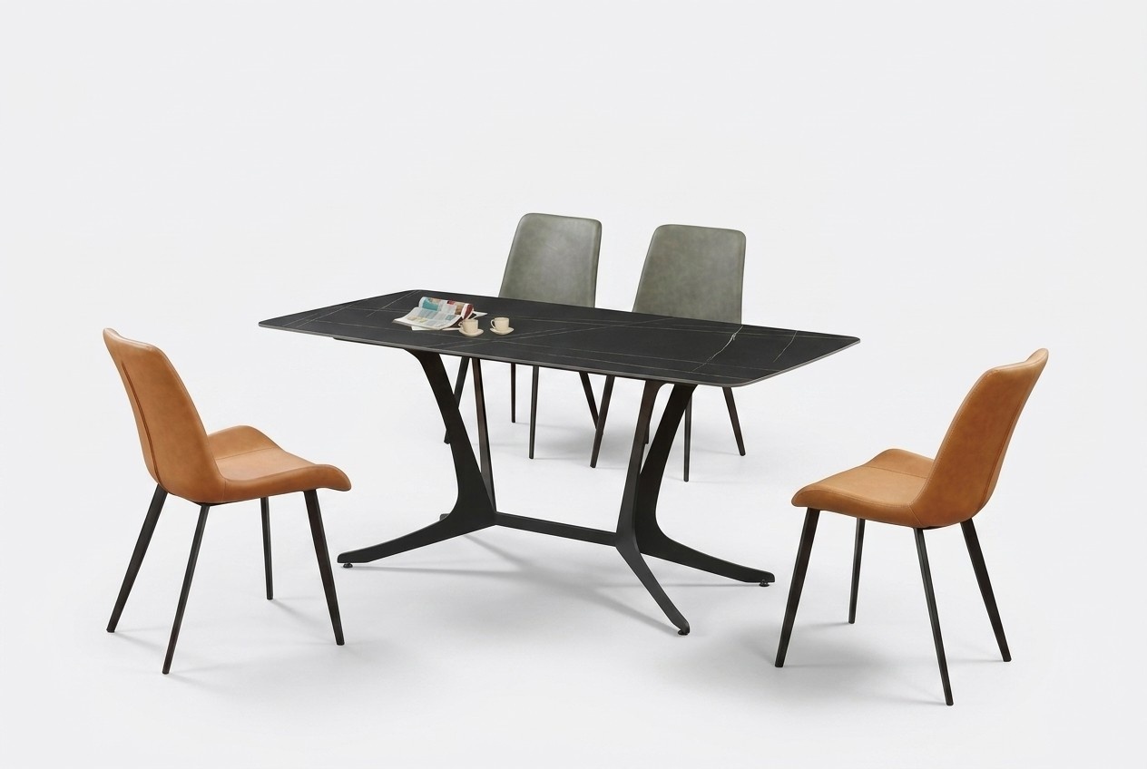 Esszimmer Luxus Tisch Säulen Tische Gruppe 5tlg. Set Garnitur Lehnstuhl Sessel.