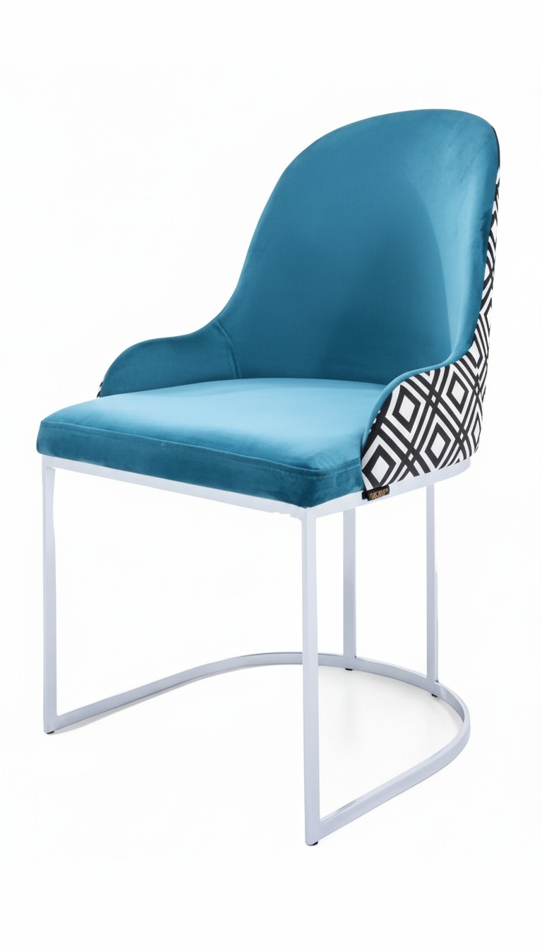 Esszimmer Moderne Design Textil Blau Lehnstuhl Stuhl Armlehne Polsterstuhl Luxus