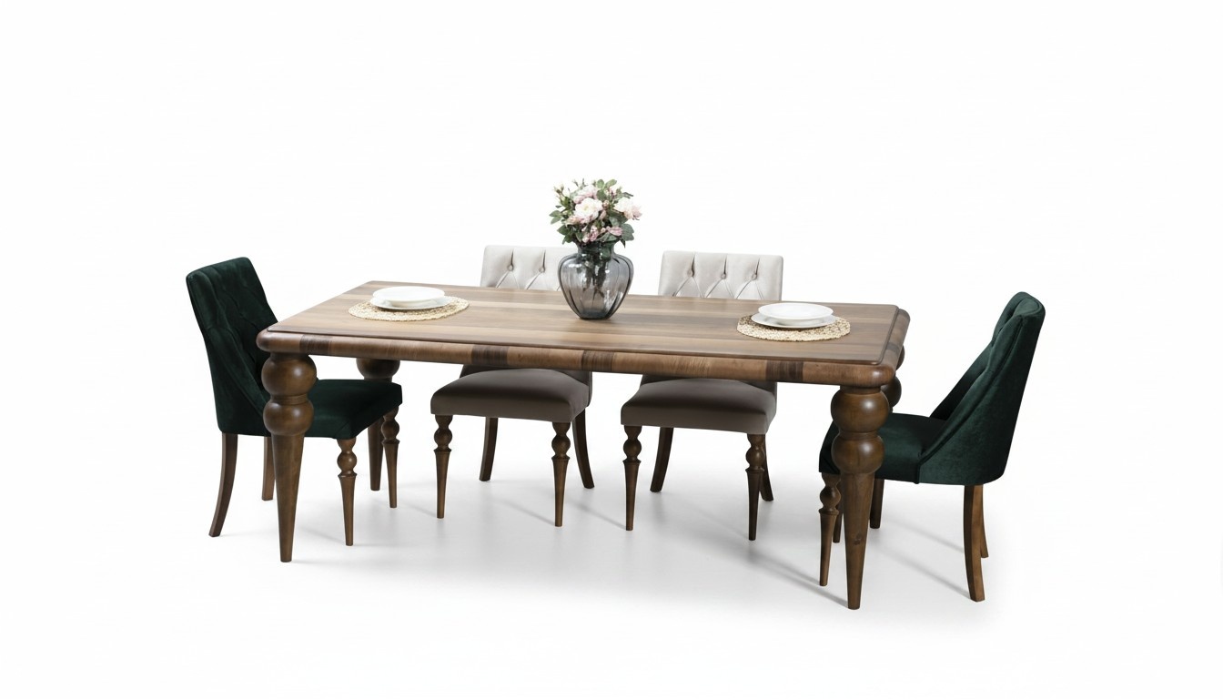 Esszimmer Möbel Luxus Set Esstisch 4x Stühle Modernes Design Holz Stil