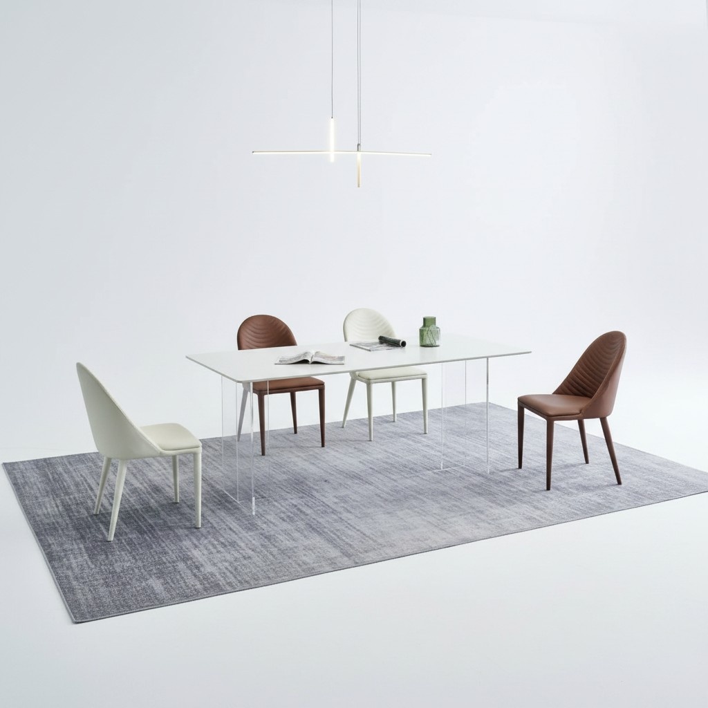 Esszimmer Möbel Weißer Esstisch 4x Kunstleder Design Stühle Essgruppe