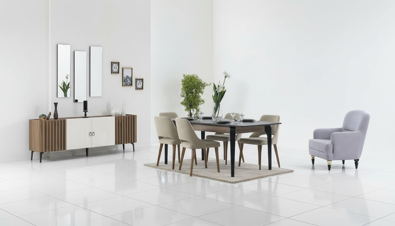 Esszimmer Set 6tlg Esstisch 4х Stühle Esszimmergruppe Sideboard Essgruppe