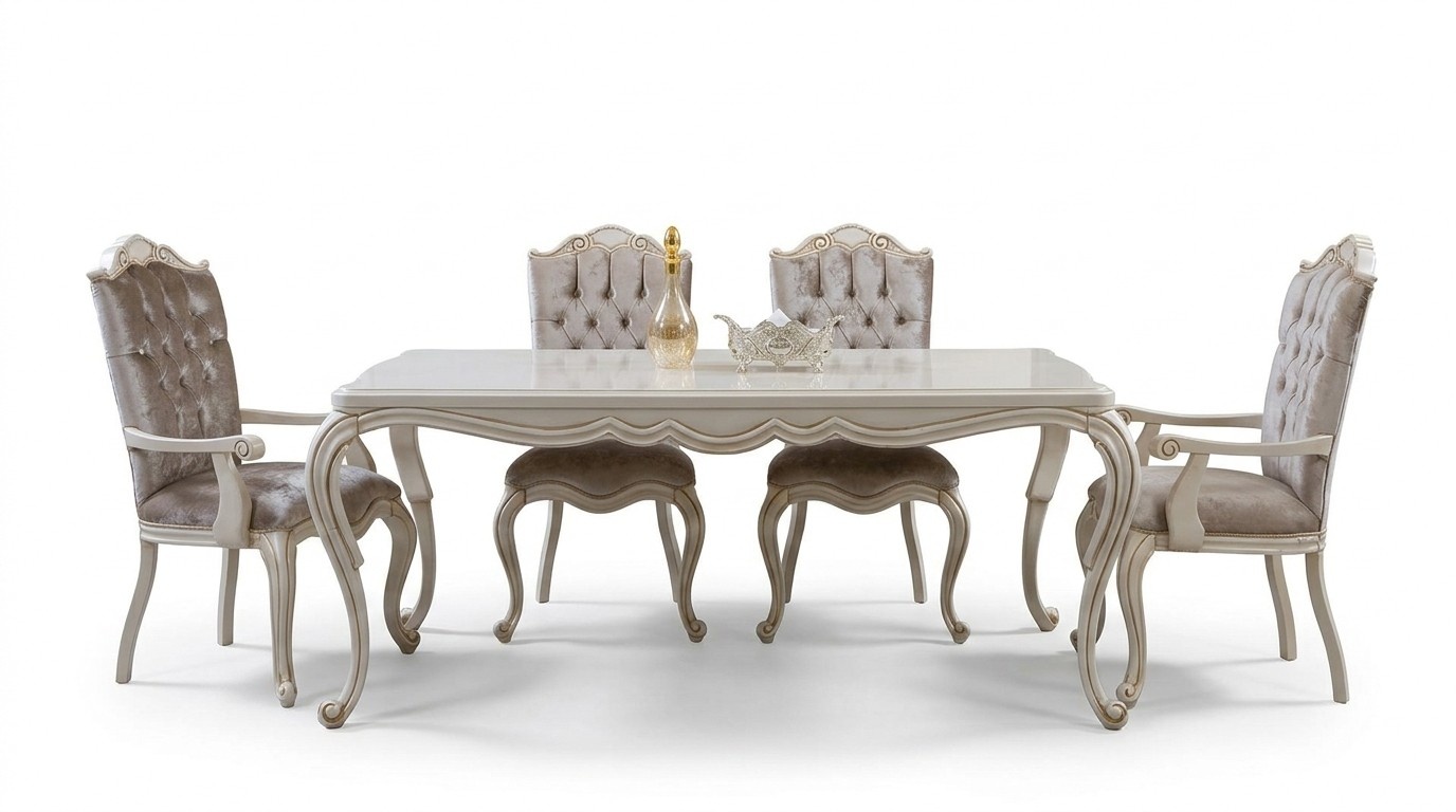 Esszimmer Set 7tlg. Esstisch 4x Stühle Kommode Vitrine Gruppe Garnitur