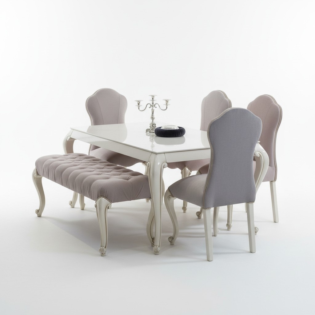 Esszimmer Set Design Garnitur 6tlg. Holz Möbel 4x Stuhl Tisch Hocker Neu