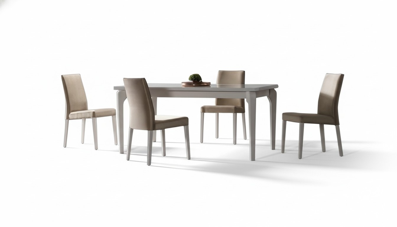 Esszimmer Set Esstisch 4x Stuhle Tisch Essgruppen Beige Edelstahl 5tlg Möbel
