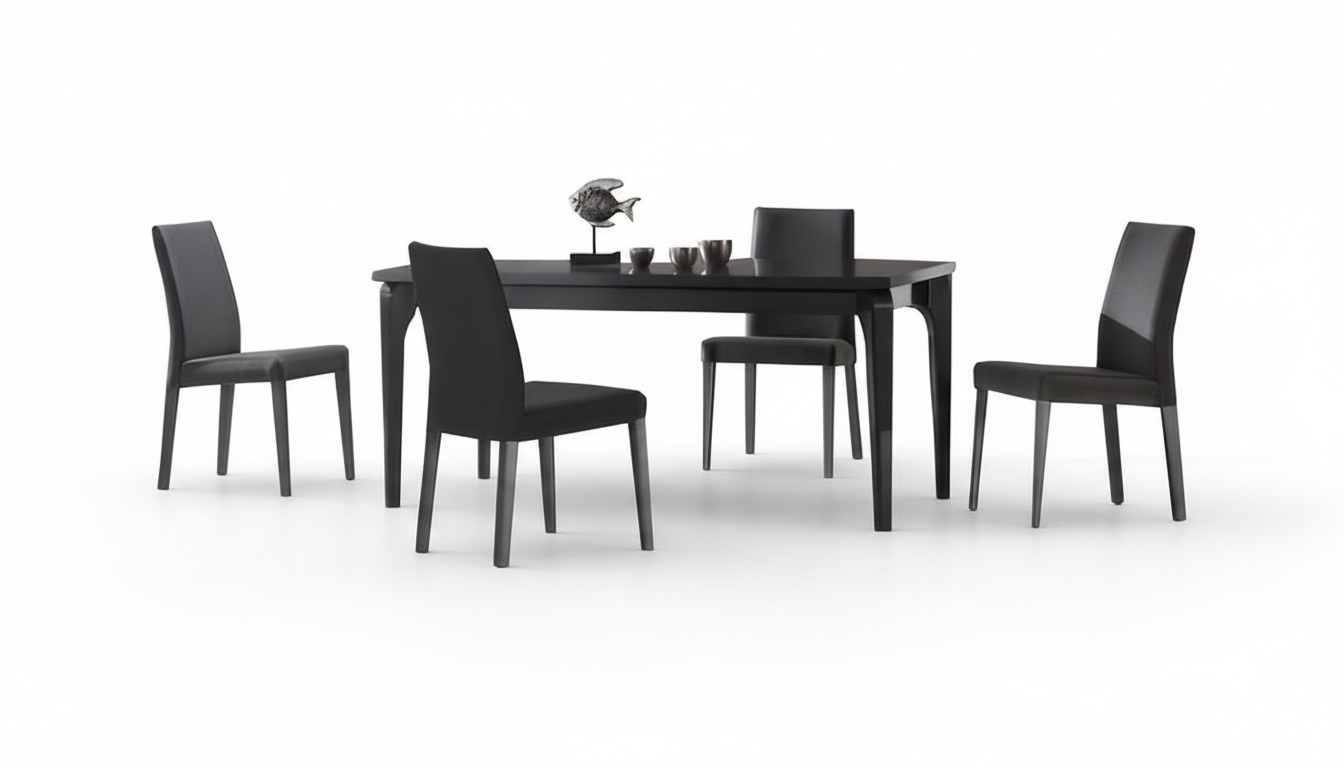 Esszimmer Set Esstisch 4x Stühle Tisch Polsterstühle Schwarz Edelstahl 5tlg