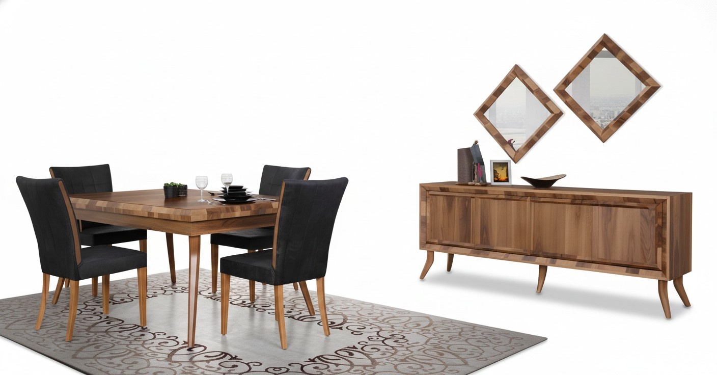 Esszimmer Set Esstisch 4 Stühle Anrichte Tische Holz Design Gruppe Garnitur 6tlg