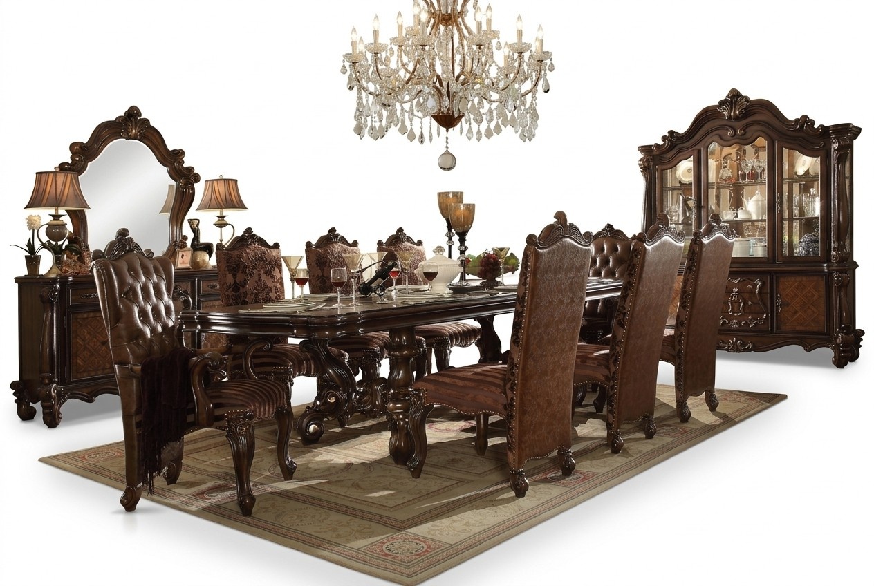 Esszimmer Set Garnitur Vitrine Tisch 8x Stuhl Kommode Spiegel Barock Neu 12 tlg