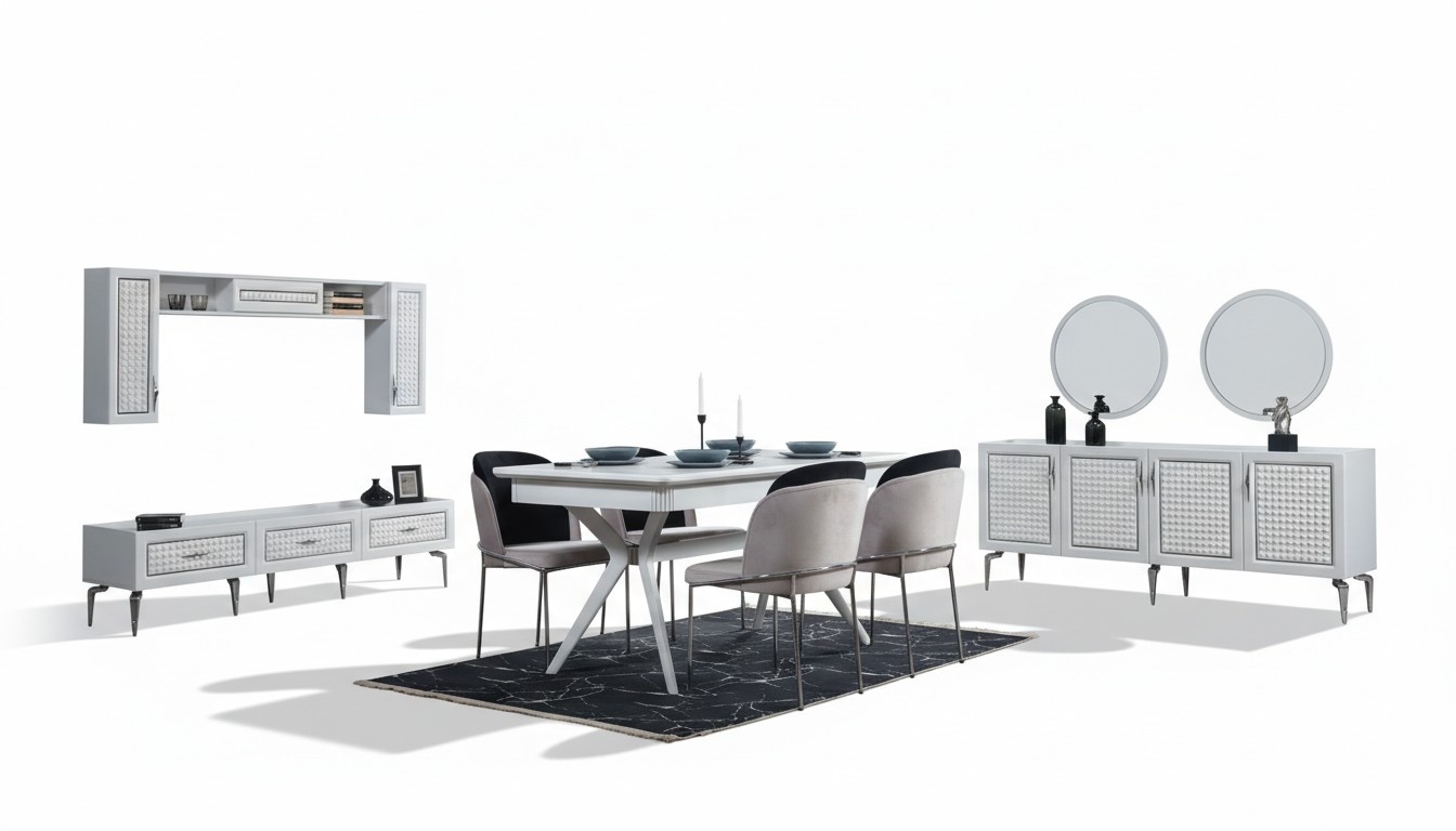 Esszimmer Set Tisch 4x Stühle Anrichte 2х Spiegel Wohnwand 11tlg Garnitur