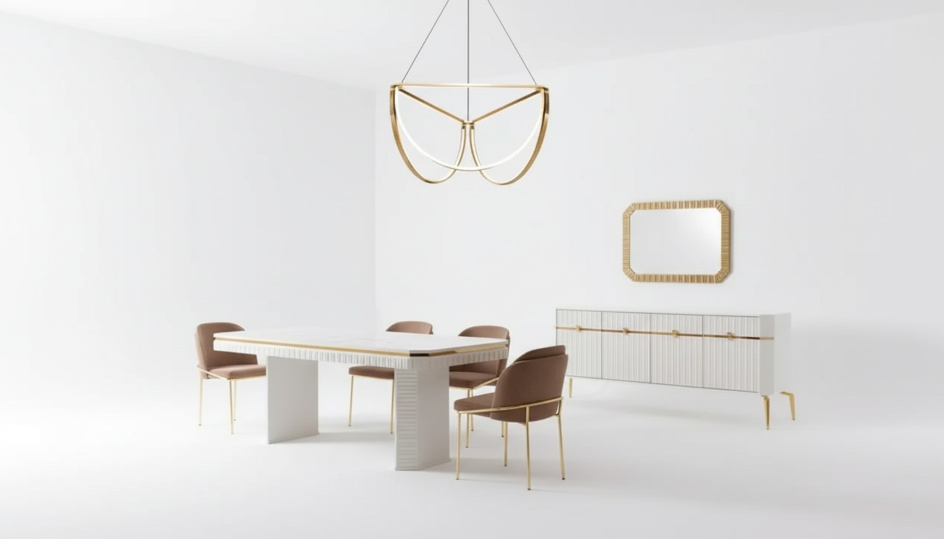 Esszimmer Set Tisch 6x Stühle Sideboard Spiegel 9tlg Gruppe Garnitur