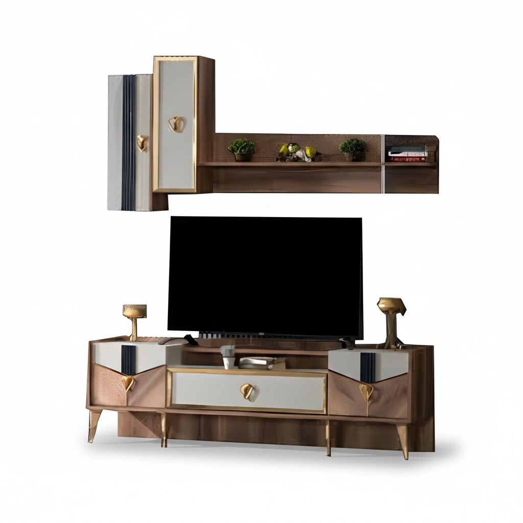 Esszimmer Set TV-Schrank + Regal 2-teilig Stauraum Holzmöbel Moderne Einrichtung