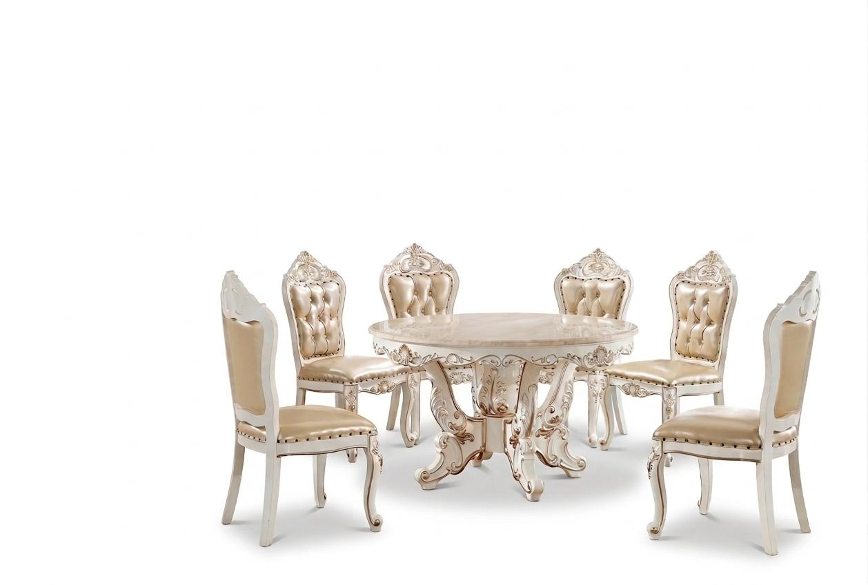 Esszimmer Set Weiß Esstisch 6x Stühle Kommode Design Klassische Elegantes Neu