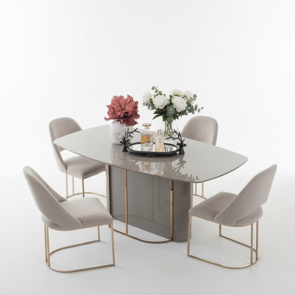 Esszimmergruppe Essgruppe Esszimmer Set Esstisch 4x Stühle Hochglanz