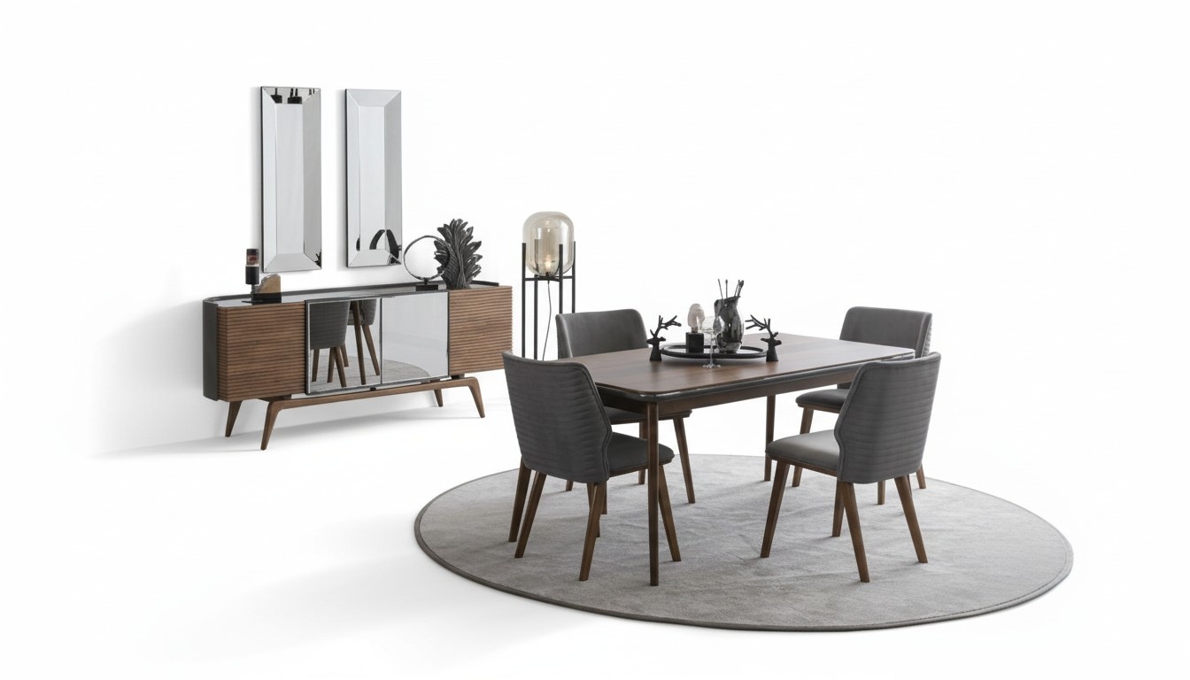 Esszimmergruppe Sitzgruppe Esszimmer Esstisch Stühle Sideboard Spiegele