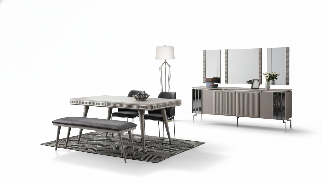 Esszimmermöbel Essecke Esstisch Essgruppe Esstisch Stühle 9tlg Grau