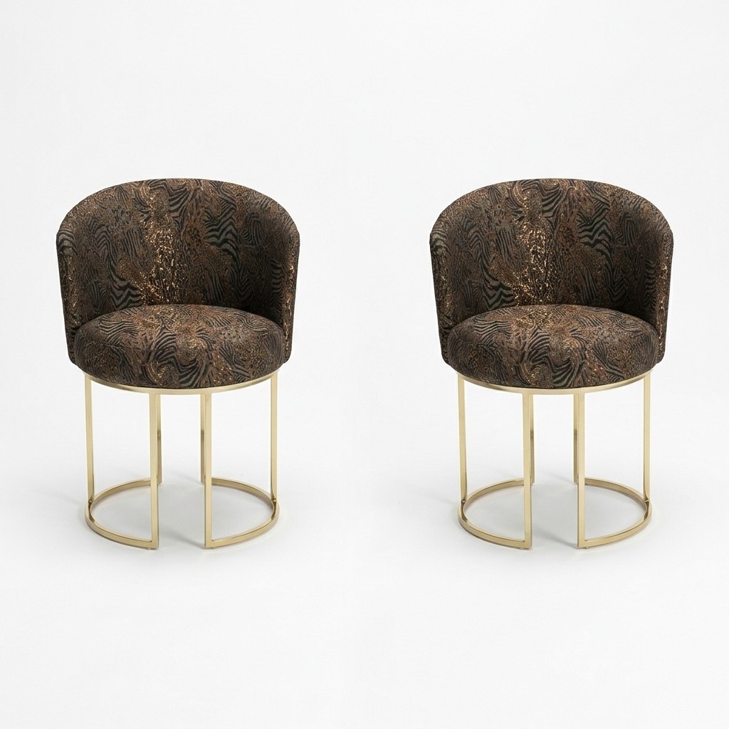 Esszimmerstühle Wohnzimmer luxuriöse Mehrfarbig 2x Stühle Metall Modern