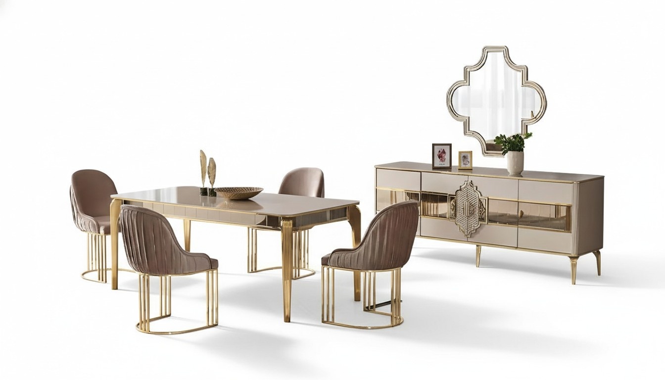 Esszimmertisch Esstischgruppe Tisch und Stühle Set Essgruppe Kommode 9tlg.