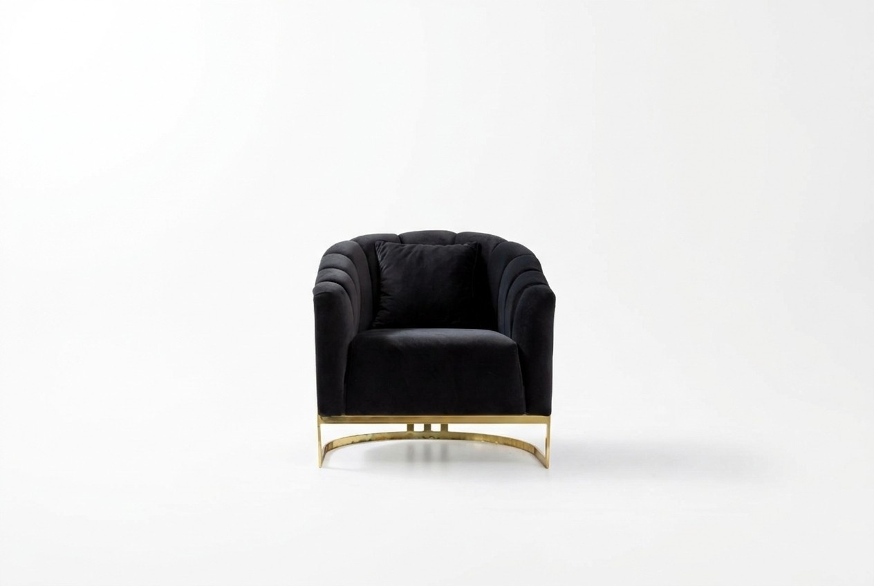 Exclusive Sessel Luxus Schwarzer Elemente Edelstahl Longe Club Möbel