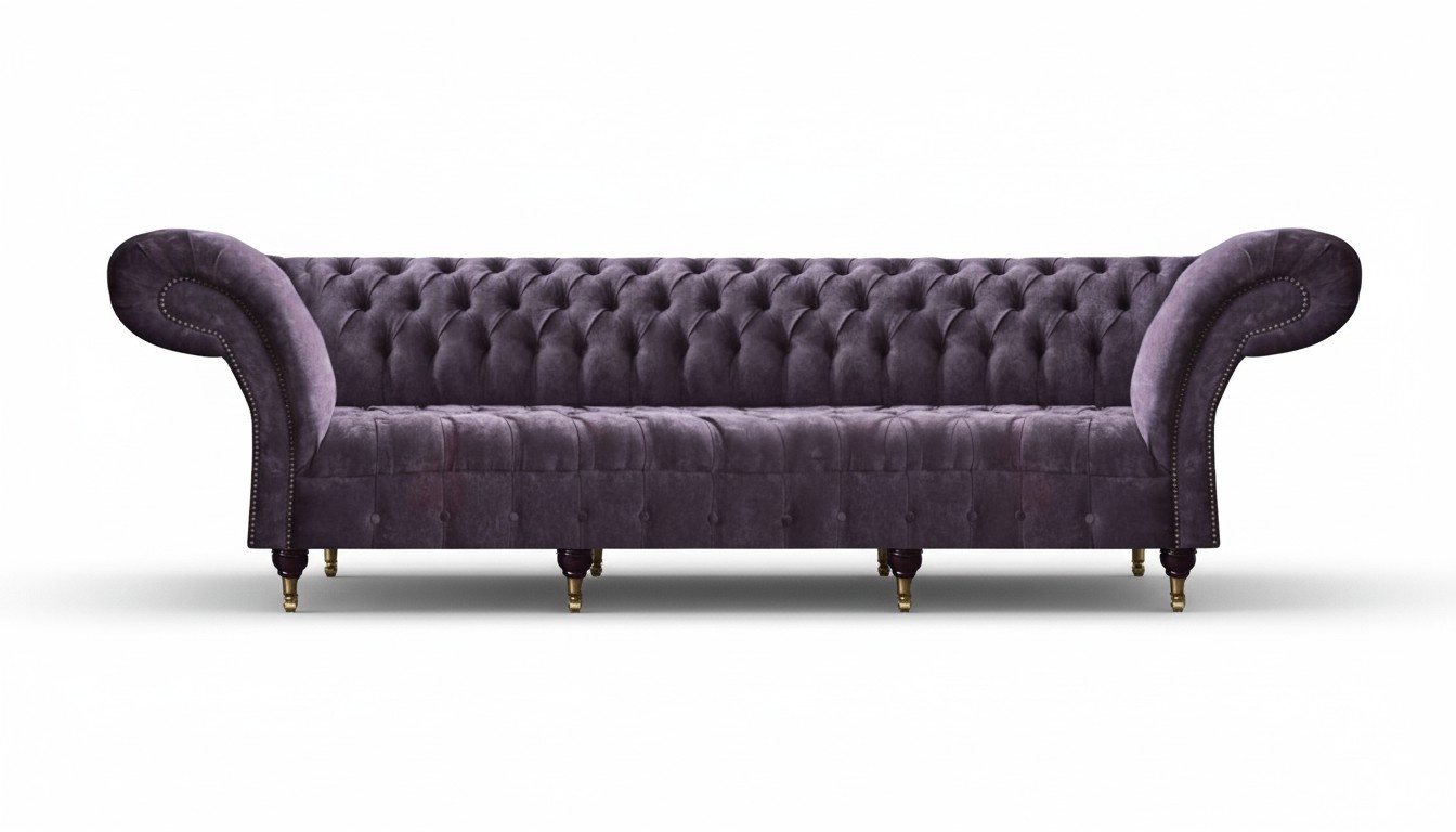 Exklusive Chesterfield Möbel Lila Wohnzimmer Viersitzer Polstercouchen