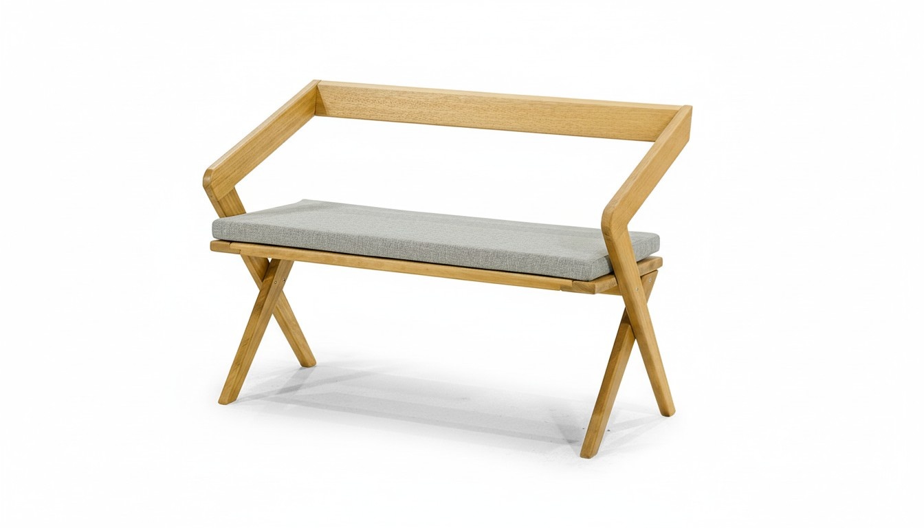 Exklusive Loft Gartenbank Robuste Outdoor Holz Möbel Rückenlehne Bank